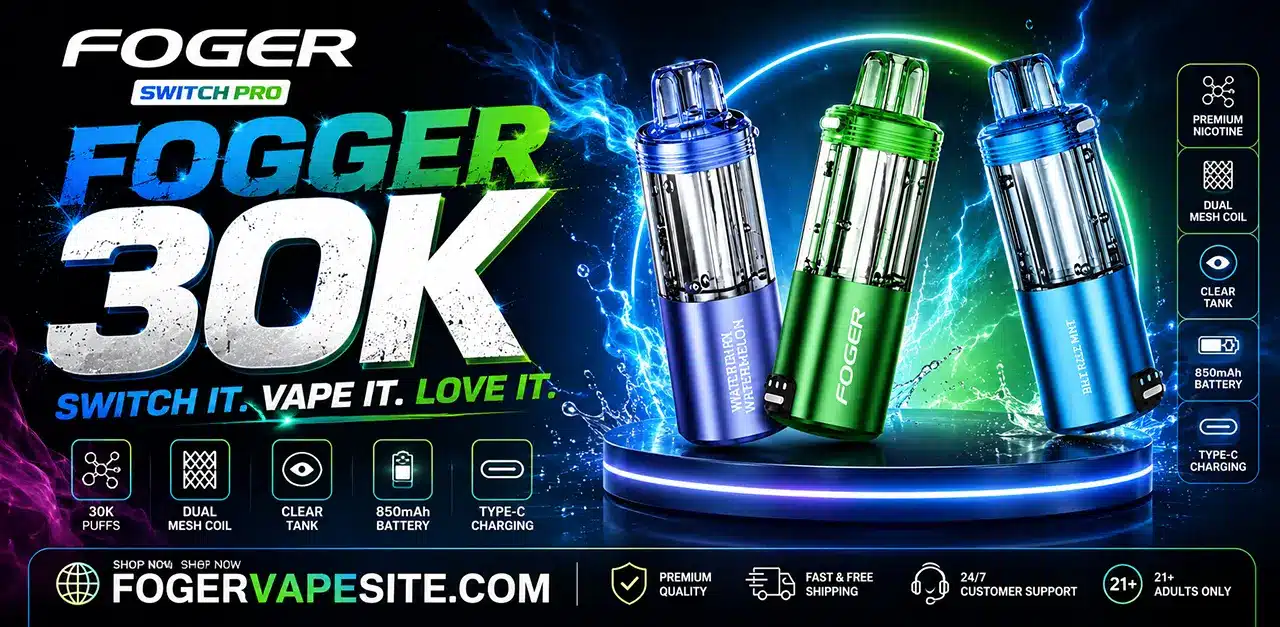 Foger 30K disposable vape device featuring smart screen and dual mesh coil